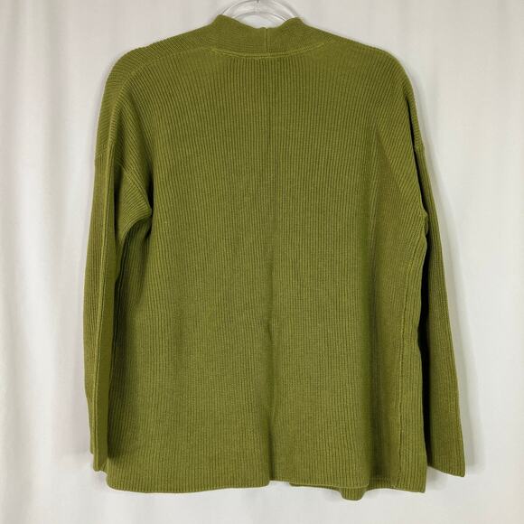 J.Jill | Chartreuse Green Cardigan Sweater Open Front Cotton Blend M PETITE - Picture 5 of 5